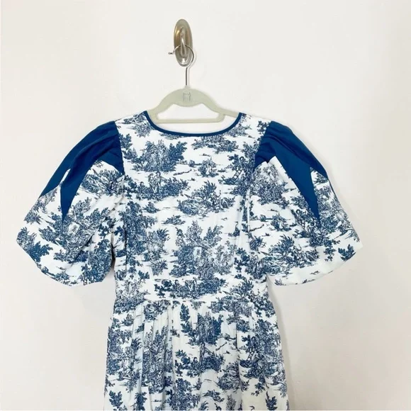 Tuckernuck Hyacinth House Blue Toile Reynolds Puff Sleeve Midi Dress Small - Picture 6 of 8